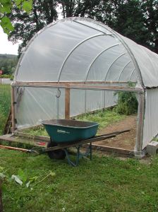 The end plastic came off the hoop house early this year.